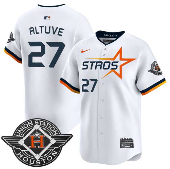 Mens Houston Astros #27 Jose Altuve White 2025 City Connect Limited Stitched Jersey Dzhi